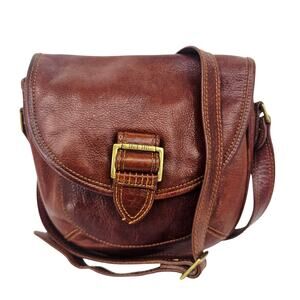 Vintage 80's David Dart Brown Pebbled Leather Crossbody Bag Purse Minimallist